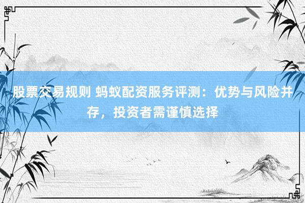 股票交易规则 蚂蚁配资服务评测：优势与风险并存，投资者需谨慎选择
