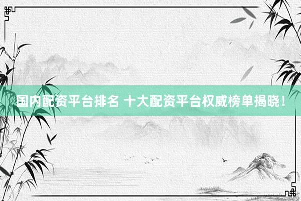 国内配资平台排名 十大配资平台权威榜单揭晓！