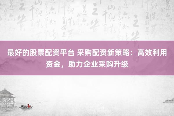 最好的股票配资平台 采购配资新策略：高效利用资金，助力企业采购升级