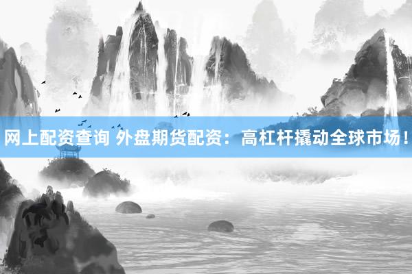 网上配资查询 外盘期货配资：高杠杆撬动全球市场！