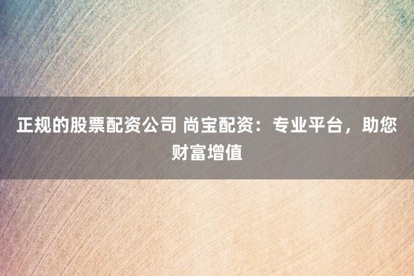 正规的股票配资公司 尚宝配资：专业平台，助您财富增值