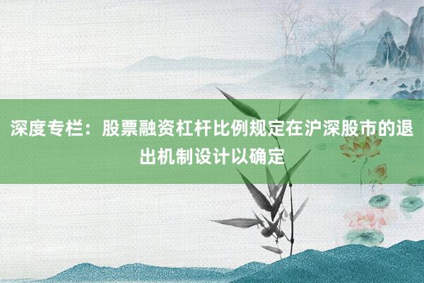 深度专栏：股票融资杠杆比例规定在沪深股市的退出机制设计以确定