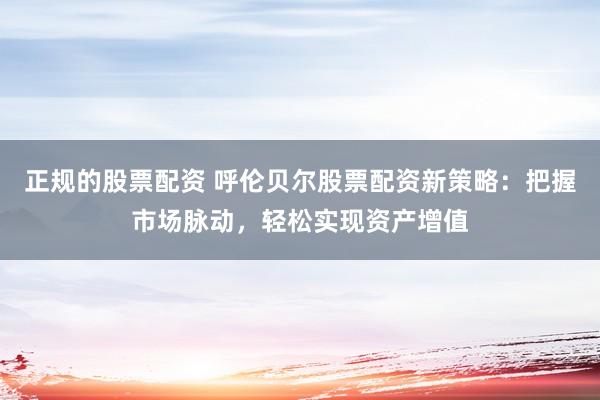 正规的股票配资 呼伦贝尔股票配资新策略:把握市场脉动,轻松实现资产增值