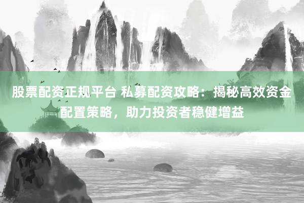 股票配资正规平台 私募配资攻略:揭秘高效资金配置策略,助力投资者稳健增益