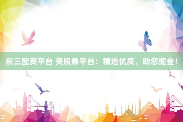 前三配资平台 资股票平台：精选优质，助您掘金！